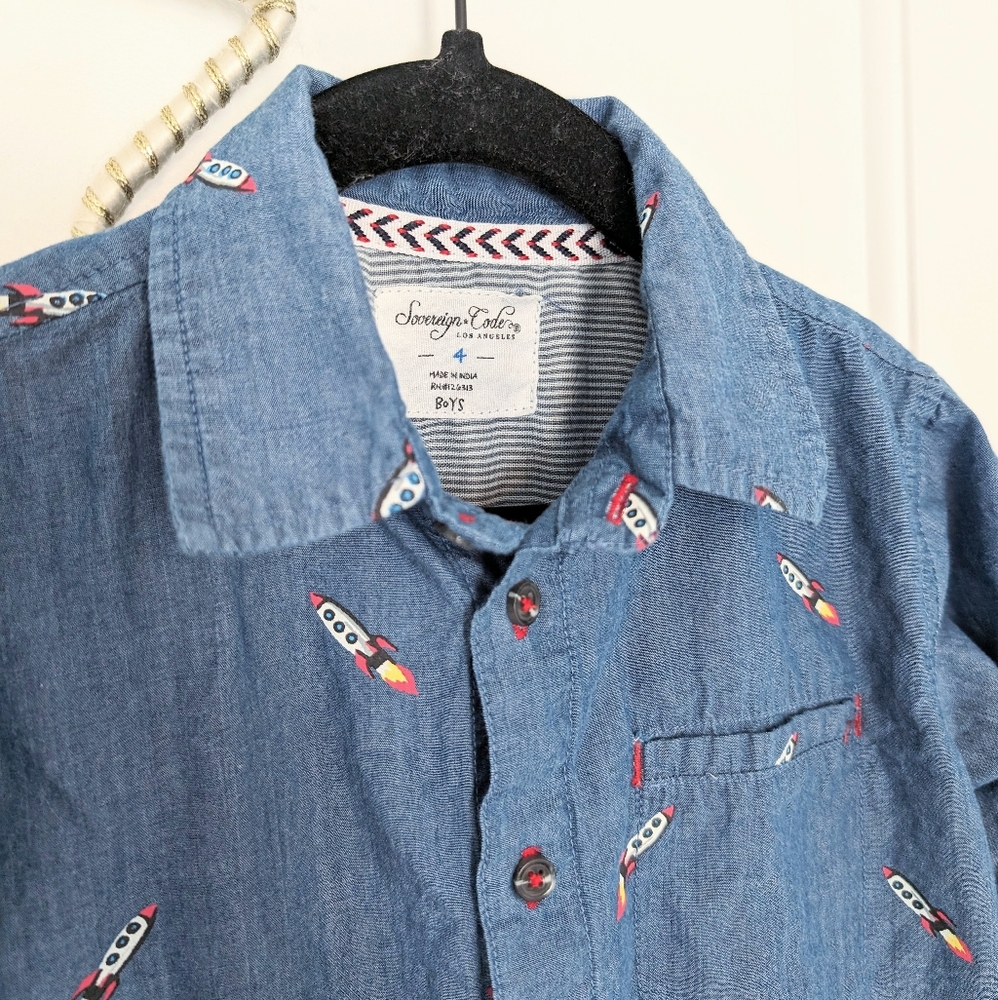 Sovereign Code Rocket Ship Button Up, Size 4 - Picture 4 of 5